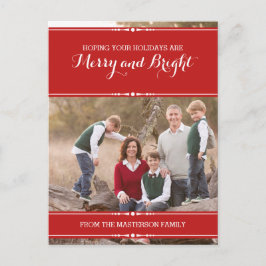 赤シンプルシックなホリデーフォトポストカード シーズンポストカード