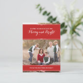 赤シンプルシックなホリデーフォトポストカード シーズンポストカード (スタンド正面)