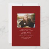 赤シンプルトレンディー大学院写真卒業 招待状 (裏面)