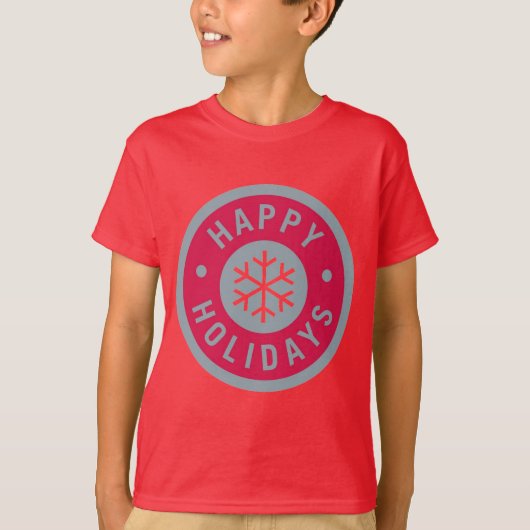 赤シンプルハッピーホリデイズ Tシャツ (正面)