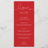 赤シンプルミニマリストのハートのループ結婚ラブ メニュー (正面)