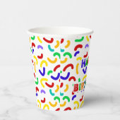 赤シンプルモダン緑の散水誕生日パーティー 紙コップ (右)