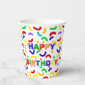 赤シンプルモダン緑の散水誕生日パーティー 紙コップ (正面)