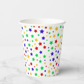 赤シンプルモダン緑の星の誕生日パーティー 紙コップ (裏面)