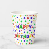 赤シンプルモダン緑の星の誕生日パーティー 紙コップ (正面)