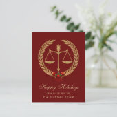 赤シンプル弁護士クリスマス シーズンポストカード (スタンド正面)