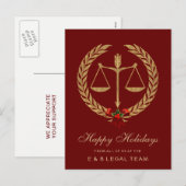 赤シンプル弁護士クリスマス シーズンポストカード (正面/裏面)