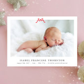 赤シンプル弓フォトクリスマスベビー 案内状