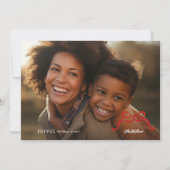 赤シンプル弓メリー2枚の写真クリスマスフラット シーズンカード (正面)