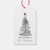 赤シンプル星のクリスマスパーソナライズされたの木 ギフトタグ (正面)