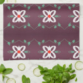 赤シンプル梅の茶ファンシータオル キッチンタオル (折り畳み)