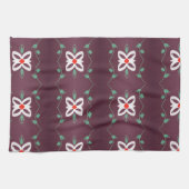 赤シンプル梅の茶ファンシータオル キッチンタオル (横)