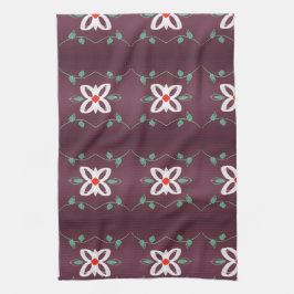 赤シンプル梅の茶ファンシータオル キッチンタオル