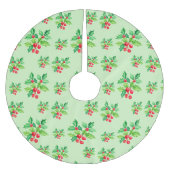 赤シンプル水カラーホリーベリークリスマスパターン ブラッシュドポリエステルツリースカート (正面)