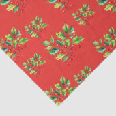 赤シンプル水カラーホリーベリークリスマスパターン 薄葉紙 (詳細)