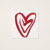 赤シンプル水色ネスティングハート10ノートカード (正面)