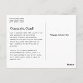 赤シンプル白の写真モダン卒業 ポストカード (裏面)