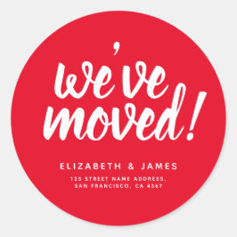 赤シンプル白スクリプト引っ越しました ラウンドシール