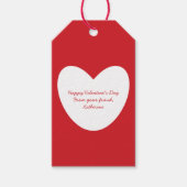 赤シンプル白ハート教室バレンタインデー ギフトタグ (正面)