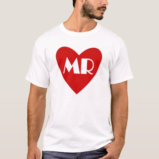 赤シンプル白ハート Tシャツ (正面)
