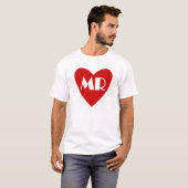 赤シンプル白ハート Tシャツ (正面フル)