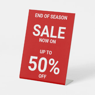 赤シンプル白商売促進販売 台座サイン