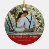 赤シンプル結婚したと新メリー婚 セラミックオーナメント (裏面)