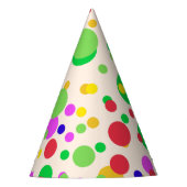 赤シンプル緑モダン水玉模様誕生会 パーティーハット (正面)