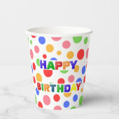 赤シンプル緑モダン水玉模様誕生会 紙コップ (正面)