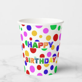 赤シンプル緑モダン水玉模様誕生会 紙コップ