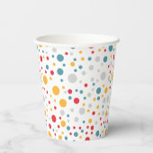 赤シンプル緑モダン水玉模様誕生会 紙コップ (裏面)