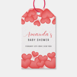 赤シンプル色の甘い赤ちゃんシャワー ギフトタグ