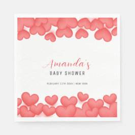 赤シンプル色の甘い赤ちゃんシャワー スタンダードランチョンナプキン