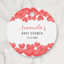 赤シンプル色の甘い赤ちゃんシャワー フェイバータグ