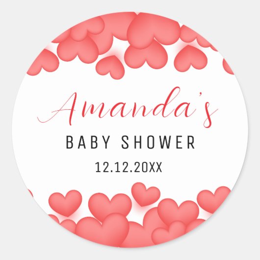 赤シンプル色の甘い赤ちゃんシャワー ラウンドシール (正面)