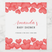 赤シンプル色の甘い赤ちゃんシャワー ワインラベル (シングルラベル)