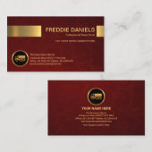 赤シンプル色スタイリッシュの金ゴールドの起動 名刺 (正面/裏面)