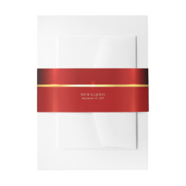 赤シンプル色 招待状ベリーバンド