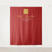 赤シンプル茶中国のの写真の背景 タペストリー (正面)