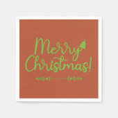 赤シンプル茶色の紙にメリークリスマス スタンダードカクテルナプキン (正面)