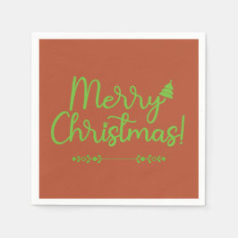 赤シンプル茶色の紙にメリークリスマス スタンダードカクテルナプキン