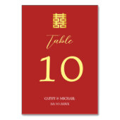赤シンプル金ゴールドモダン中国の結婚s テーブルナンバー (裏面)