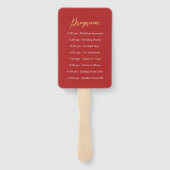 赤シンプル金ゴールドモダン結中国の婚計画 ハンドファン (裏面)