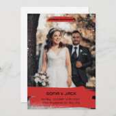 赤シンプル黒結婚式招待状 シーズンカード (正面/裏面)