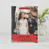 赤シンプル黒結婚式招待状 シーズンカード (スタンド正面)