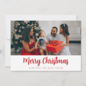 赤シンプル1写真メリークリスマスカード シーズンカード (正面)