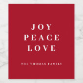赤ジョイ平和ラブクリスマスミニマルファミリー名 ワインラベル (シングルラベル)