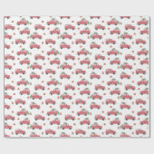 赤ジープクリスマスウォーターカラーラッピング紙 ラッピングペーパー (フラット)