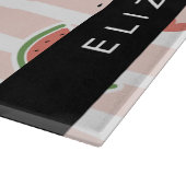 赤スイカ、ハート、ストライプお名前 カッティングボード (角)