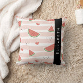 赤スイカ、ハート、ストライプお名前 クッション (ブランケット)